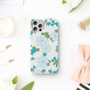 青い花、花柄、花柄 iPhone 11 ケース