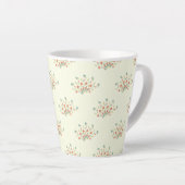 青い花,赤い花,花のパターン カフェラテマグ (右アングル)