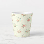 青い花,赤い花,花のパターン カフェラテマグ (正面)