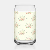 青い花，赤い花，花のパターン ガラス缶 (正面)