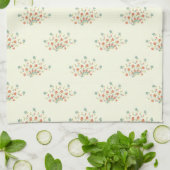 青い花，赤い花，花のパターン キッチンタオル (折り畳み)