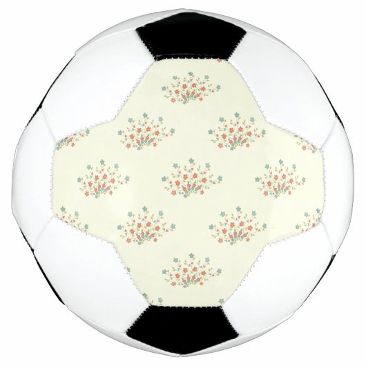 青い花，赤い花，花のパターン サッカーボール (正面)