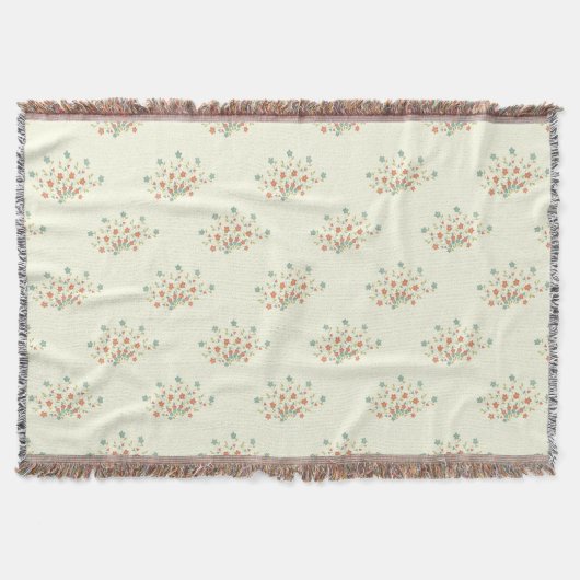 青い花，赤い花，花のパターン スローブランケット (正面)