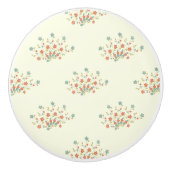 青い花，赤い花，花のパターン セラミックノブ (正面)