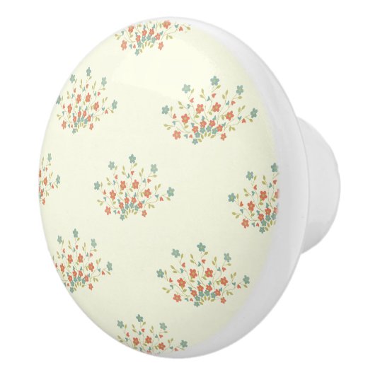 青い花，赤い花，花のパターン セラミックノブ (右)