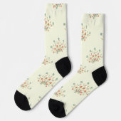 青い花，赤い花，花のパターン ソックス (左)