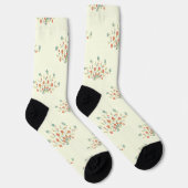 青い花，赤い花，花のパターン ソックス (右)