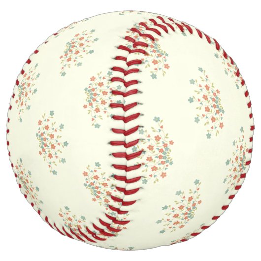 青い花，赤い花，花のパターン ソフトボール (アングル)