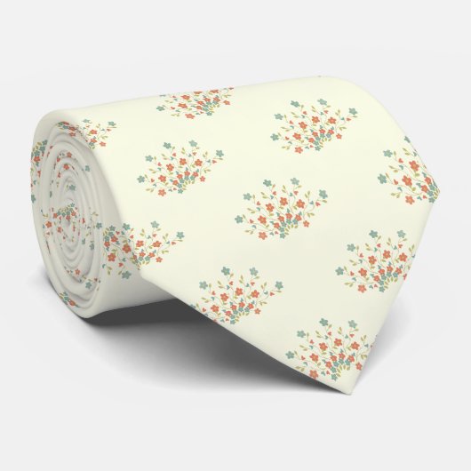 青い花，赤い花，花のパターン ネクタイ (ロール)