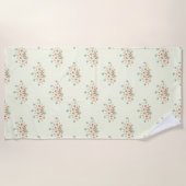 青い花，赤い花，花のパターン ビーチタオル (正面)