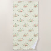 青い花，赤い花，花のパターン ビーチタオル (正面)