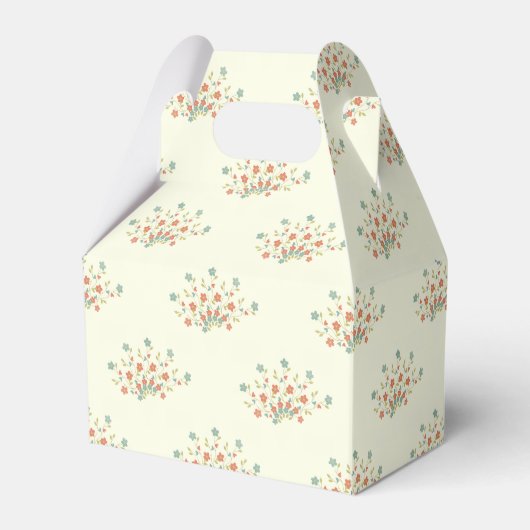 青い花、赤い花、花のパターン フェイバーボックス (正面サイド)