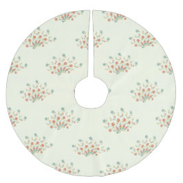 青い花，赤い花，花のパターン ブラッシュドポリエステルツリースカート