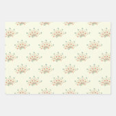 青い花，赤い花，花のパターン ラッピングペーパーシート (正面3)