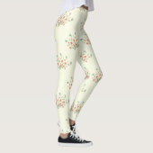 青い花，赤い花，花のパターン レギンス (右)