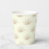 青い花，赤い花，花のパターン 紙コップ (裏面)