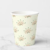 青い花，赤い花，花のパターン 紙コップ (正面)