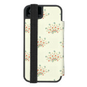 青い花，赤い花，花のパターン INCIPIO iPhoneウォレットケース (フォリオ裏面)