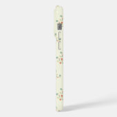 青い花，赤い花，花のパターン iPhoneケース (左側面)