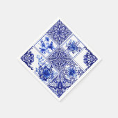 青い花，青い中国，磁器，鳥 スタンダードカクテルナプキン (角)