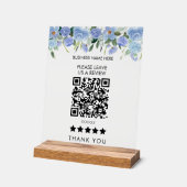 青い花QRコー離れドをレビューしてください アクリルサイン (傾斜)