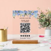 青い花QRコー離れドをレビューしてください アクリルサイン (ウェディング)