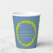 青い芸術の上のアカシア黄色の結婚ガラガラ 紙コップ (正面)