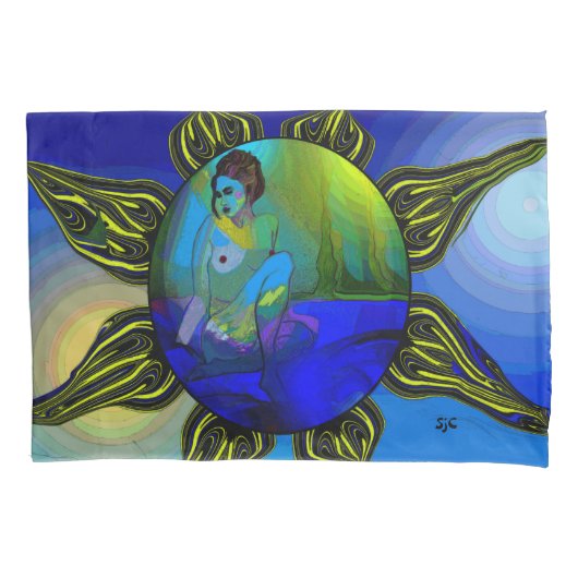 青い芸術の枕カバー 枕カバー (正面)