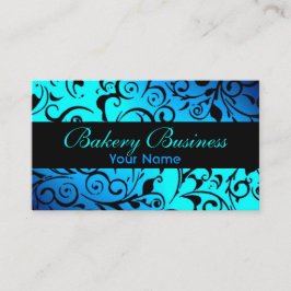 青い芸術的ダマスクのベーカリーのカードを消す 名刺
