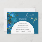 青い芸術的水色の野花 出欠カード (正面)