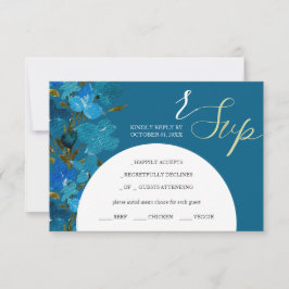 青い芸術的水色の野花 出欠カード