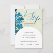 青い芸術的水色の野花 出欠カード (正面)