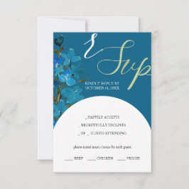 青い芸術的水色の野花 出欠カード