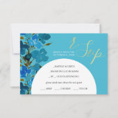 青い芸術的水色の野花 出欠カード (正面)