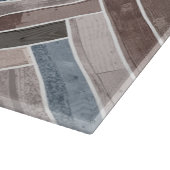 青い茶色の灰色のヘリンボーン模様 カッティングボード (角)