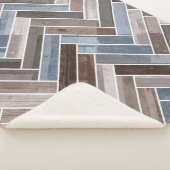 青い茶色の灰色のヘリンボーン模様 シェルパブランケット (3/4)