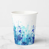 青い草が水の色のアートのカップ結婚を跳ね上げた 紙コップ (左)