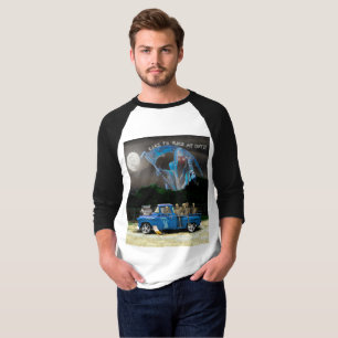 青い荷揚げトラックと骸骨乗組員 Tシャツ
