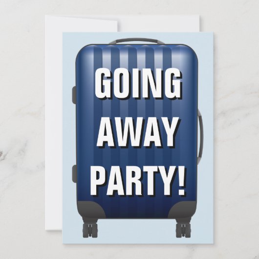 青い荷物|さようなら|進行中の遠くにパーティー招待状 招待状 (正面)