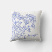 青い菊のカスタムピロー クッション (裏面)