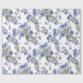 青い菊、水色 ラッピングペーパー (フラット)