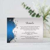 青い華美グラデーションの詳細に銀色の蝶 出欠カード (スタンド正面)