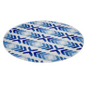 青い菱形の矢印の水色パターン カッティングボード (角)