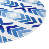 青い菱形の矢印の水色パターン カッティングボード (角)