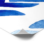 青い菱形の矢印の水色パターン ポスター (角)