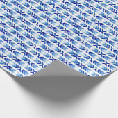 青い菱形の矢印の水色パターン ラッピングペーパー (角)