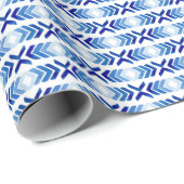 青い菱形の矢印の水色パターン ラッピングペーパー (ロールコーナー)