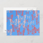 青い落ち着いた背景の青い蝶 ポストカード (正面/裏面)