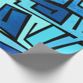 青い落書きのデザイン ラッピングペーパー (角)