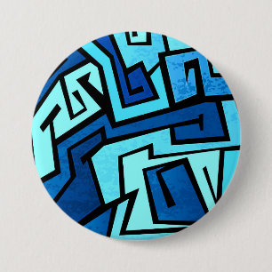 青い落書きのデザイン 缶バッジ